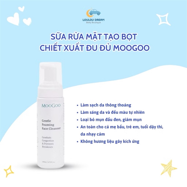 Sữa rửa mặt tạo bọt chiết xuất lúa mạch và đu đủ Moogoo