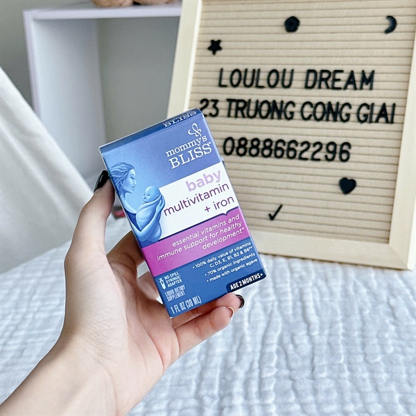 Vitamin tổng hợp chứa sắt Mommy Bliss (Multivitamin + Iron Organic Drop) Mỹ 30ml bé từ 2 tháng tuổi