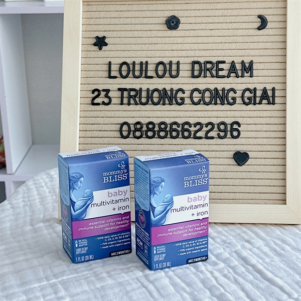 Vitamin tổng hợp chứa sắt Mommy Bliss (Multivitamin + Iron Organic Drop) Mỹ 30ml bé từ 2 tháng tuổi