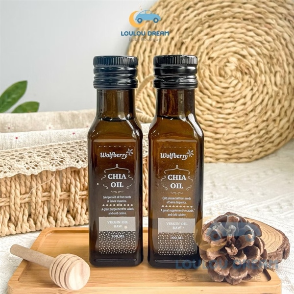 Dầu ăn dặm ép lạnh hạt chia Wolfberry 100ml cho bé từ 6m+
