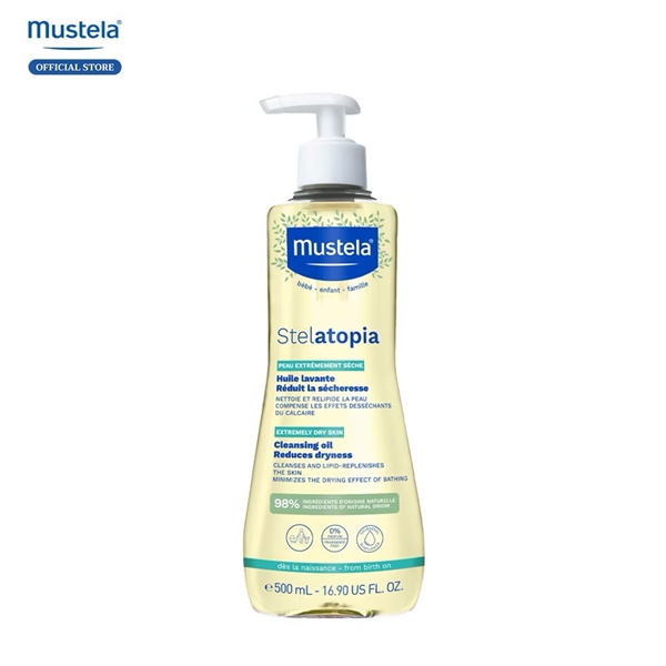 Dầu tắm dành cho da chàm Mustela Stelatopia Anti-Itching Cleansing Oil 500ml