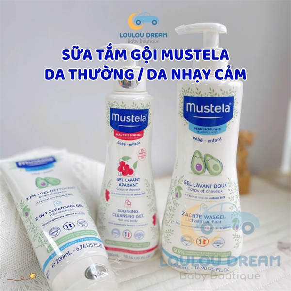Sữa tắm gội 2in1 Mustela cho da thường Pháp 500ml