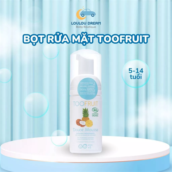 Sữa rửa mặt tạo bọt hữu cơ cho bé 5-14Y+ Toofruit dừa – dứa 100ml