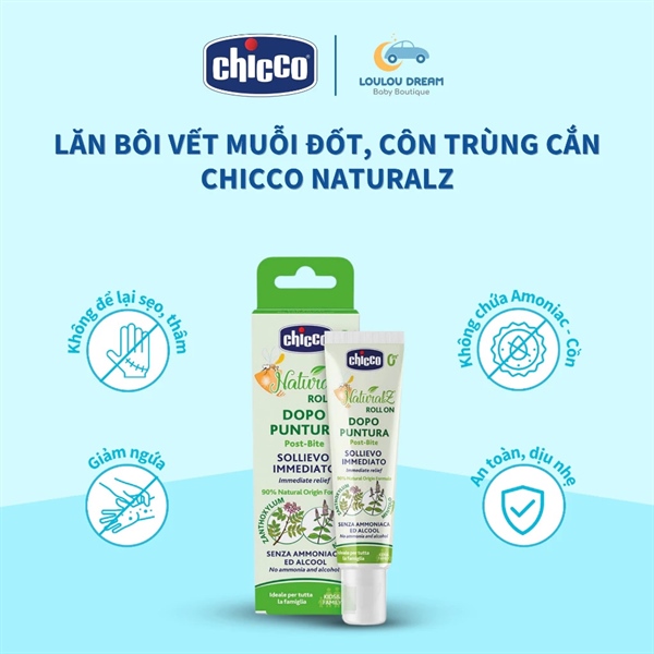 Lăn bôi vết muỗi đốt, côn trùng cắn Chicco NaturalZ Italy 10ml