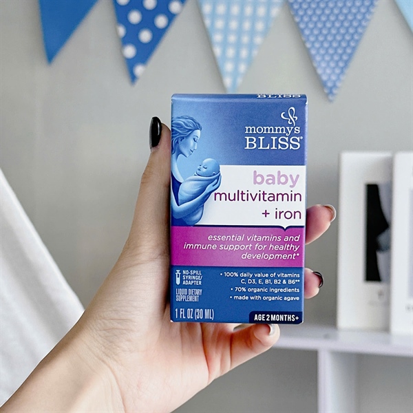 Vitamin tổng hợp chứa sắt Mommy Bliss (Multivitamin + Iron Organic Drop) Mỹ 30ml bé từ 2 tháng tuổi
