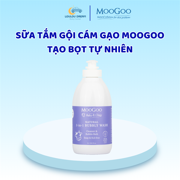 Sữa tắm gội Moogoo chiết xuất cám gạo Bubbly Wash Úc – 500ml