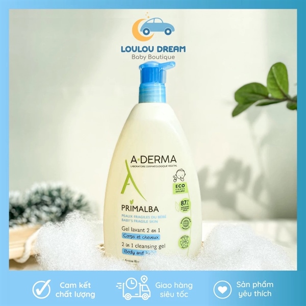 ￼Sữa tắm gội ADERMA BABY Primalba Gentle Cleansing Gel cho bé từ sơ sinh 500ml