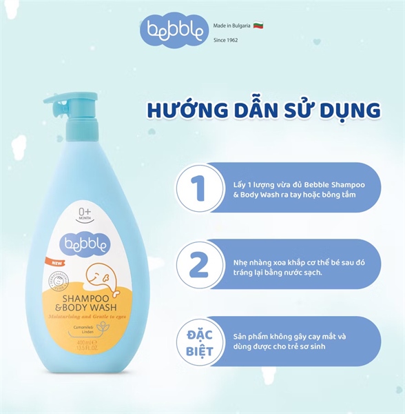 Sữa tắm gội Bebble Lavender – 400ml
