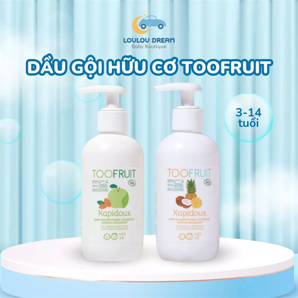 Dầu gội hữu cơ cho bé 3-14 tuổi Toofruit dừa – dứa 200ml