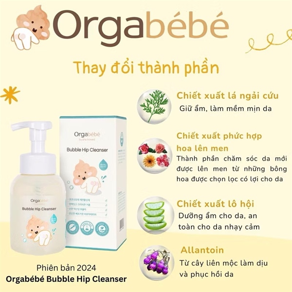 Dung dịch vệ sinh Orgabebe Hàn Quốc 300ml bé từ sơ sinh
