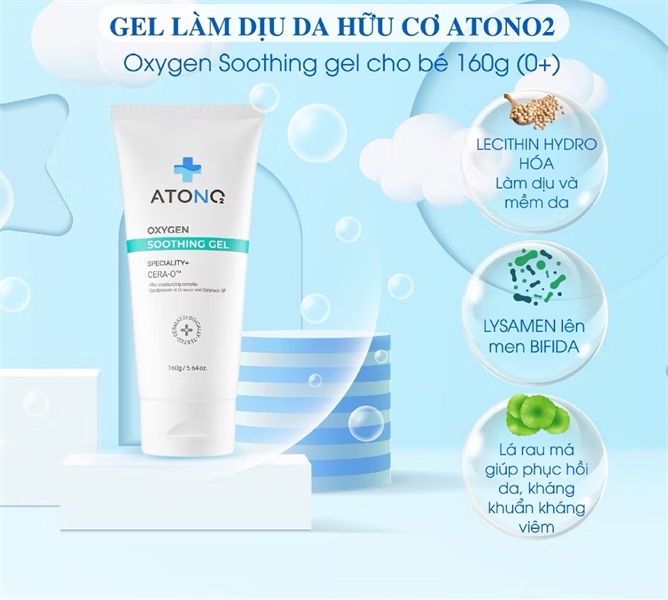 Gel Làm Dịu Da Hữu Cơ Oxygen ATONO2 Soothing Gel 0M+