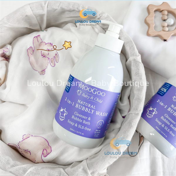 Sữa tắm gội Moogoo chiết xuất cám gạo Bubbly Wash Úc – 500ml