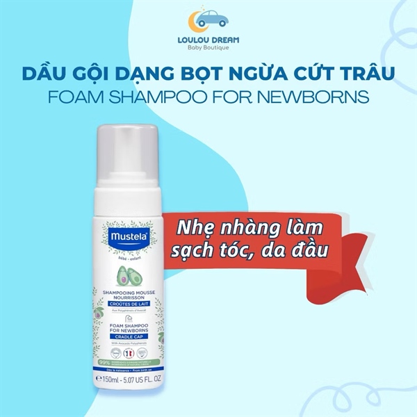 Dầu gội dạng bọt Mustela ngừa cứt trâu 150ml bé từ sơ sinh