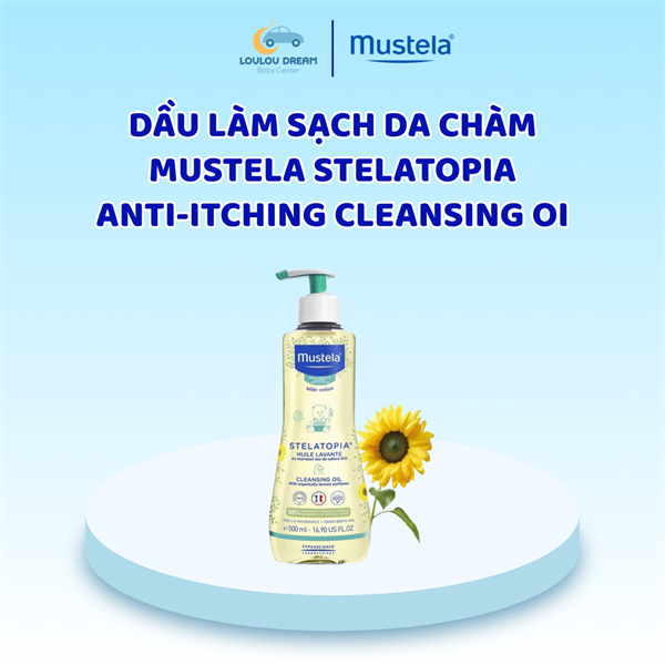 Dầu tắm dành cho da chàm Mustela Stelatopia Anti-Itching Cleansing Oil 500ml