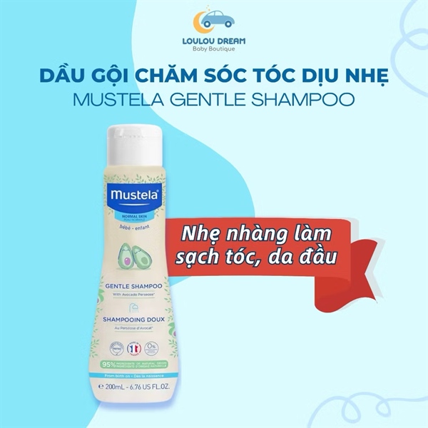 Dầu gội dịu nhẹ Mustela làm sạch tóc và da đầu 200ml