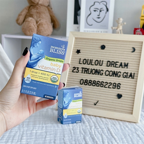 Vitamin D3 Mommy Bliss của Mỹ 3.24ml cho bé từ sơ sinh