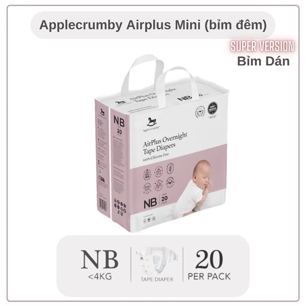 Bỉm Applecrumby Mini đêm dán size NB