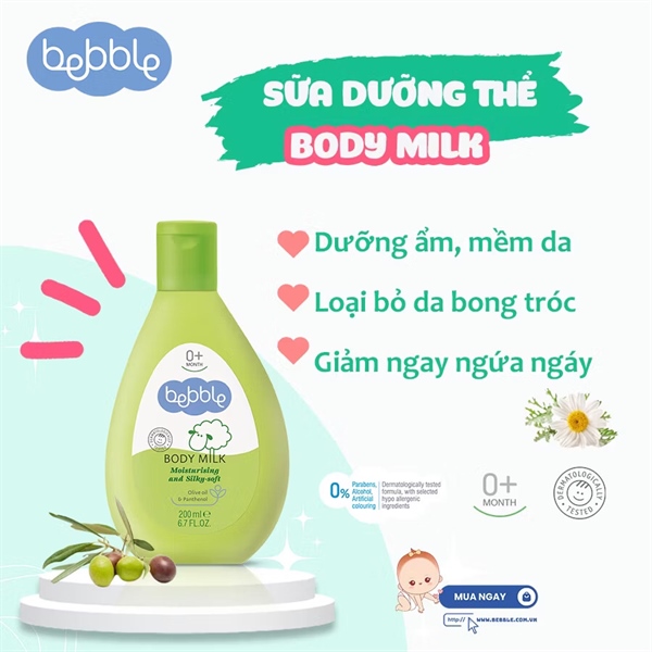 Sữa Dưỡng Ẩm Toàn Thân Bebble 200ml